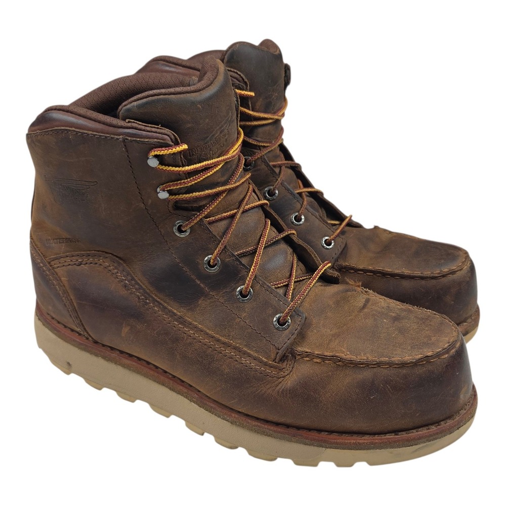 Red Wing 2440 Traction Tred Lite 9.5 D Brown Leather Waterproof Work Boots EH